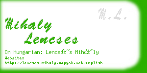 mihaly lencses business card